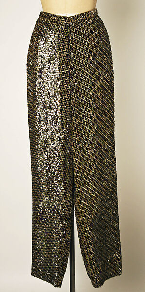 Evening suit, Giorgio Armani (Italian, founded 1974), silk, glass, plastic, Italian