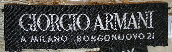 Evening ensemble, Giorgio Armani (Italian, founded 1974), synthetic fiber, silk, plastic, Italian