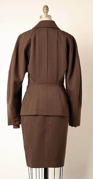 Suit, Azzedine Alaïa (French (born Tunisia), Tunis 1935–2017 Paris), (a, b) wool blend(c) wool(d) leather, French