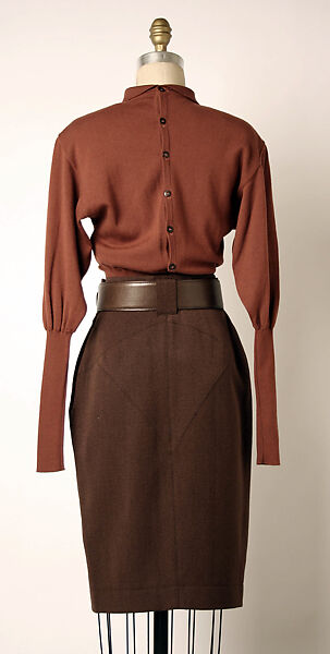 Suit, Azzedine Alaïa (French (born Tunisia), Tunis 1935–2017 Paris), (a, b) wool blend(c) wool(d) leather, French