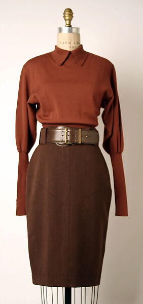 Suit, Azzedine Alaïa (French (born Tunisia), Tunis 1935–2017 Paris), (a, b) wool blend(c) wool(d) leather, French