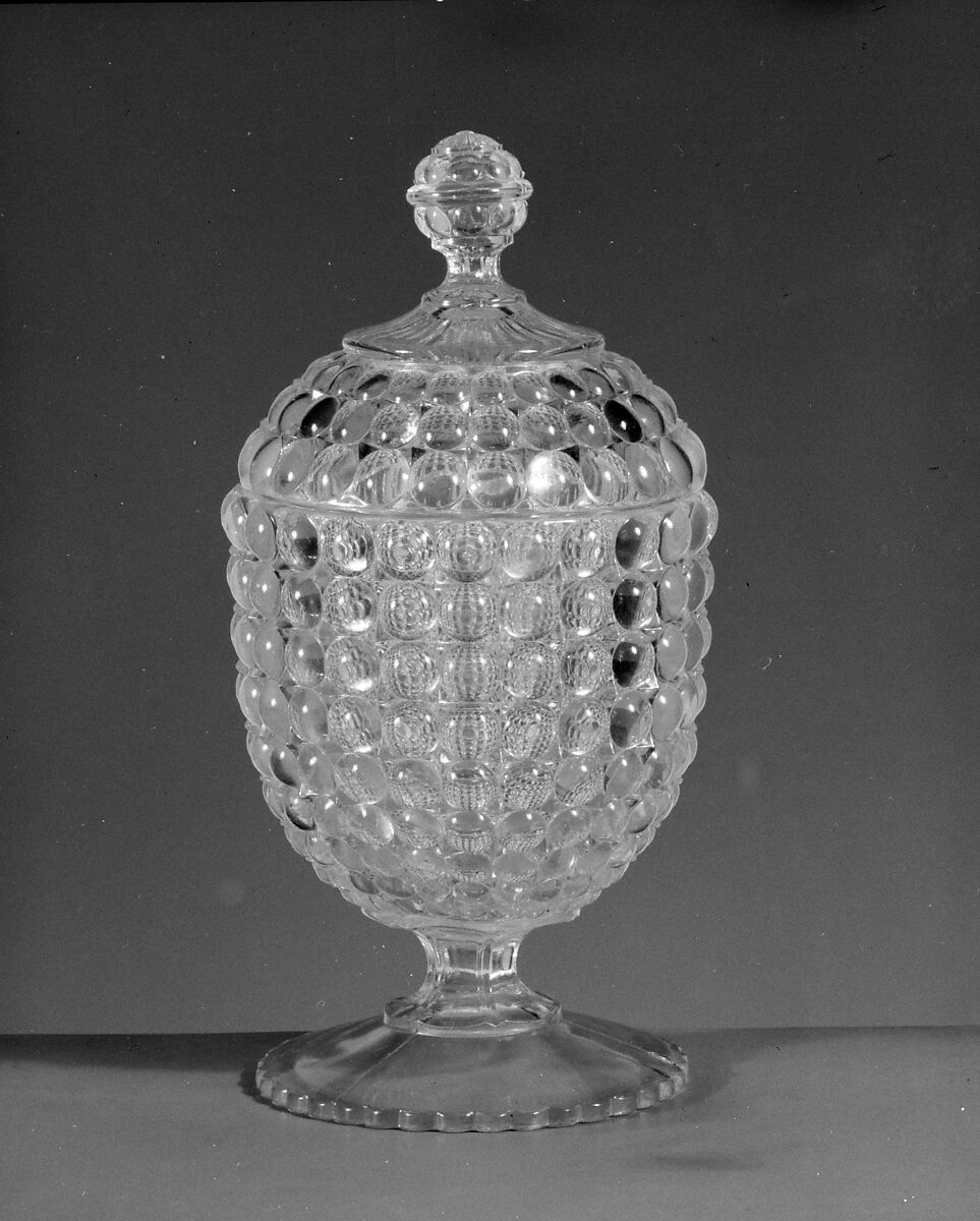 Sugar Bowl, Richards and Hartley Flint Glass Co. (ca. 1870–1890), Pressed colorless and opalescent glass, American 