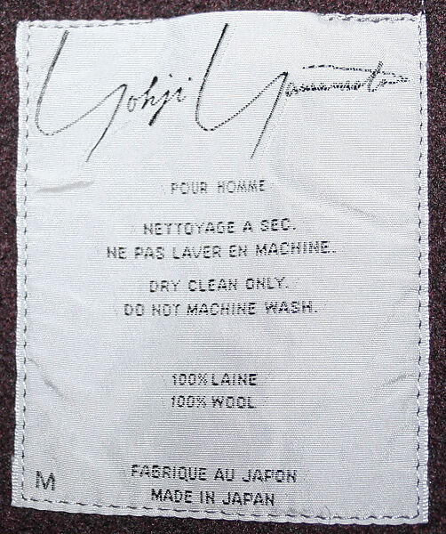 Suit, Yohji Yamamoto (Japanese, born Tokyo, 1943), wool, Japanese