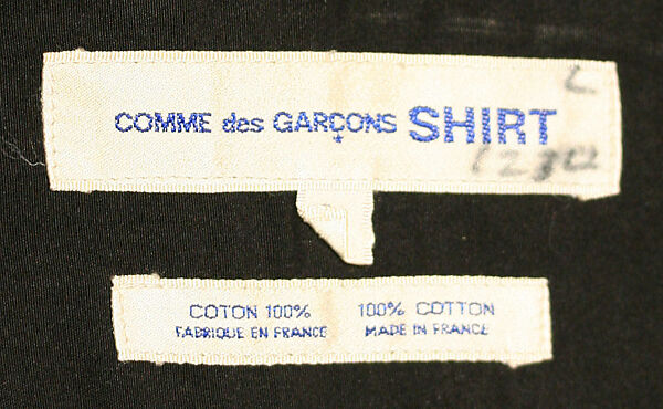 Shirt, Comme des Garçons (Japanese, founded 1969), cotton, Japanese