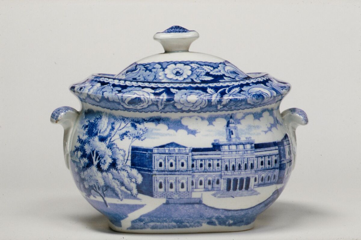 Sugar Bowl, Joseph Stubbs (active ca. 1822–36), Earthenware, transfer-printed, British (American market)