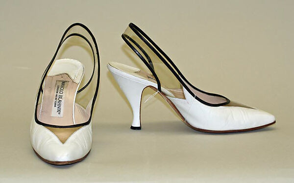 Shoes, Manolo Blahnik (British, born Spain, 1942), leather, plastic (polyvinyl chloride), British 
