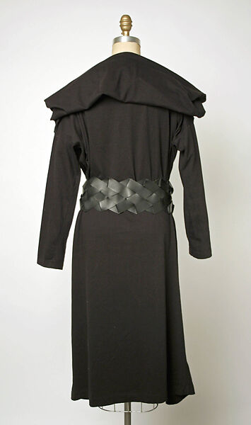 Dress, Comme des Garçons (Japanese, founded 1969), cotton, leather, Japanese