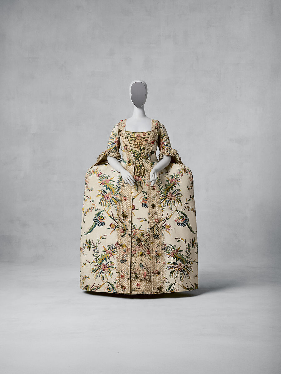 Robe à la française, silk, pigment, linen, British