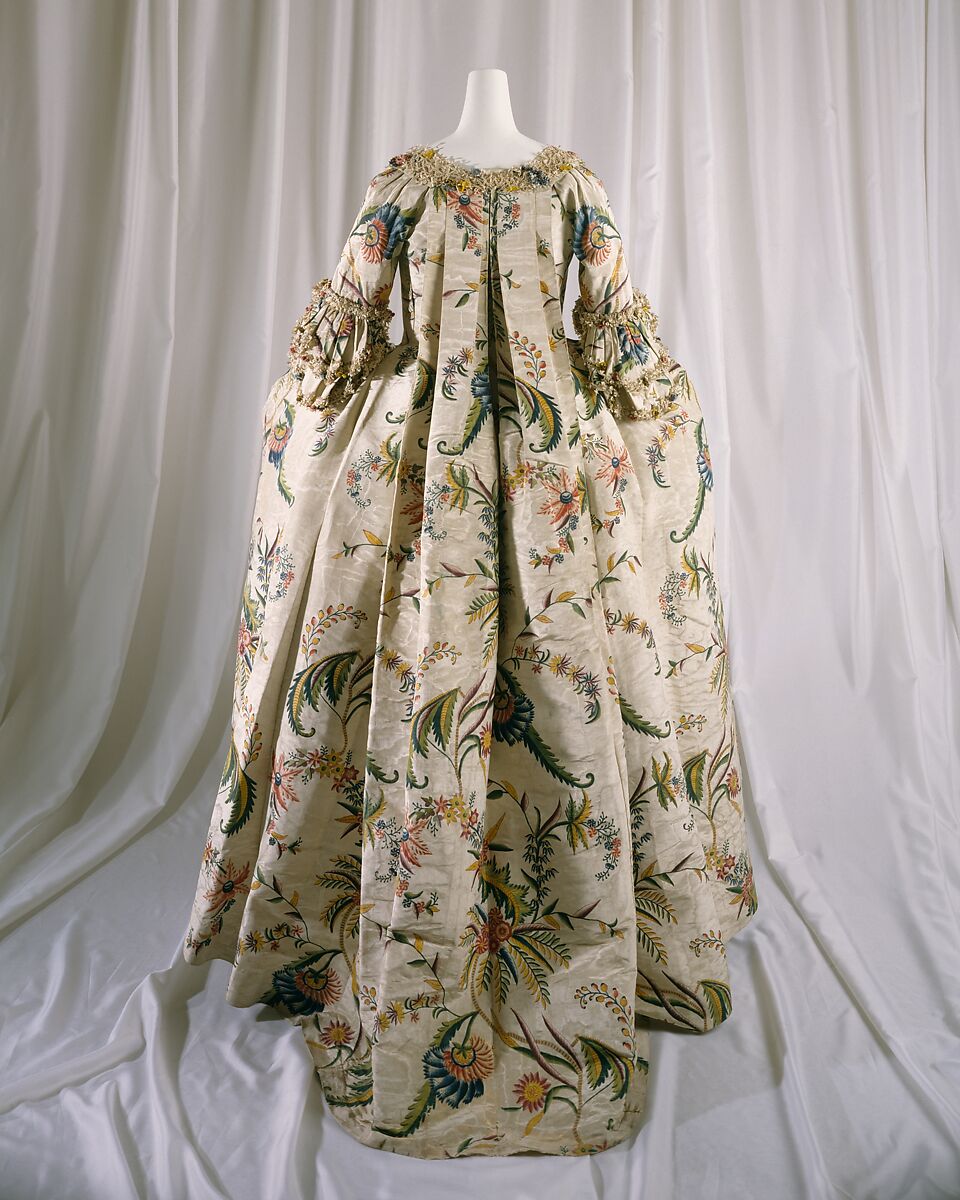 Robe à la française, silk, pigment, linen, British