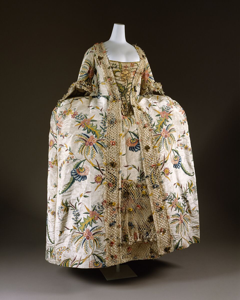 Robe à la française, silk, pigment, linen, British