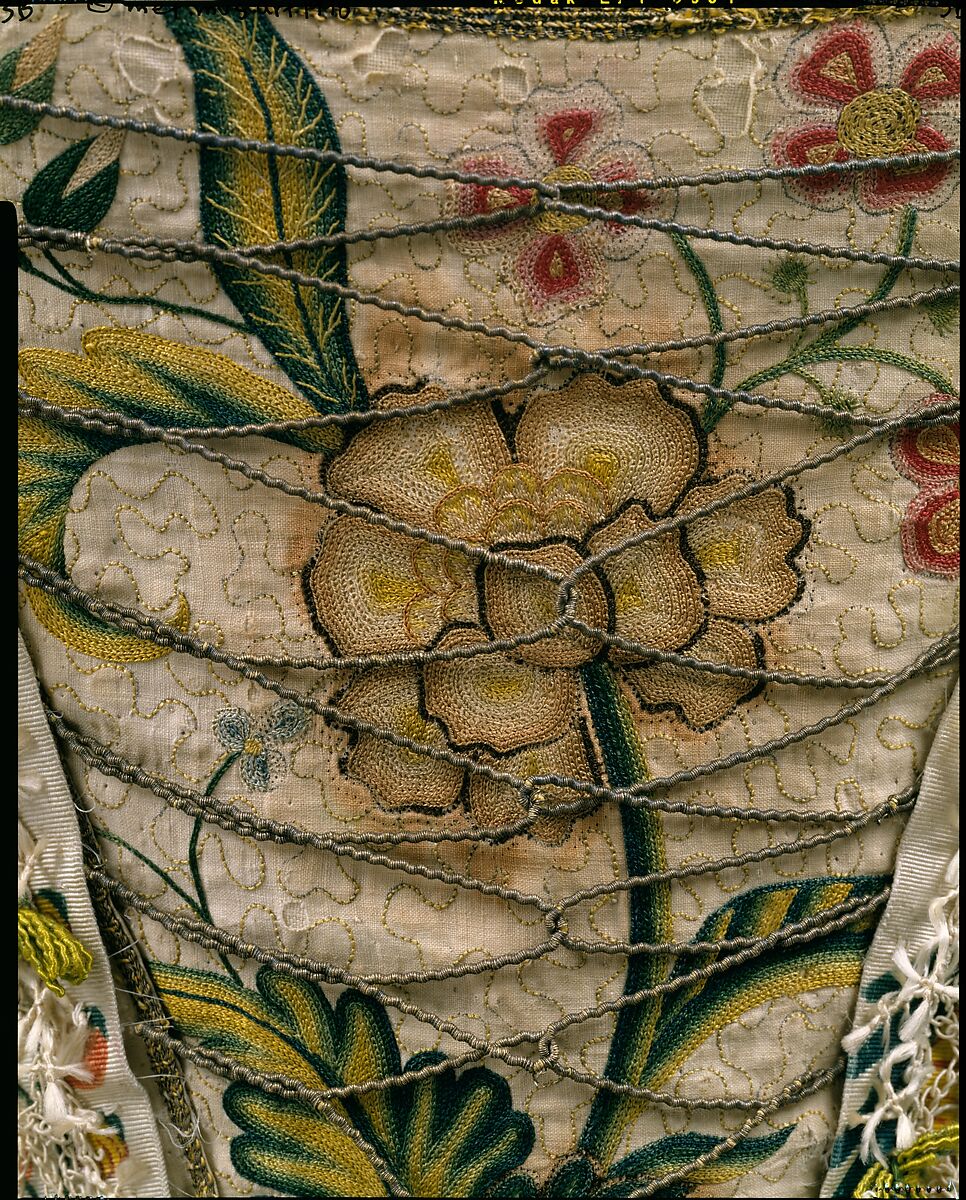 Robe à la française, silk, pigment, linen, British