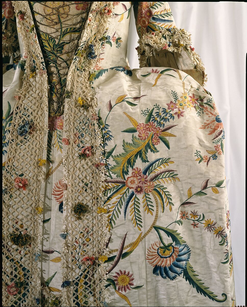 Robe à la française, silk, pigment, linen, British