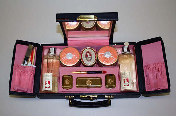 Vanity case, Richard Hudnut (American, 1855–1928), leather, brass, American