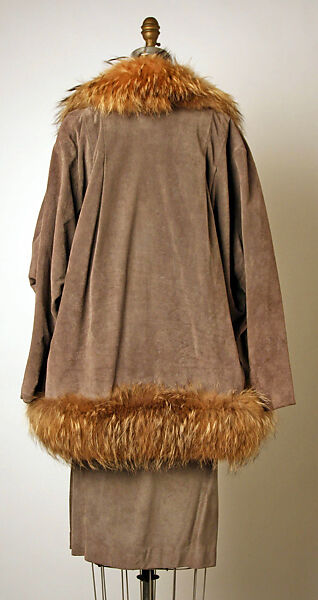 Ensemble, Bill Blass Ltd. (American, founded 1970), suede, fur, American