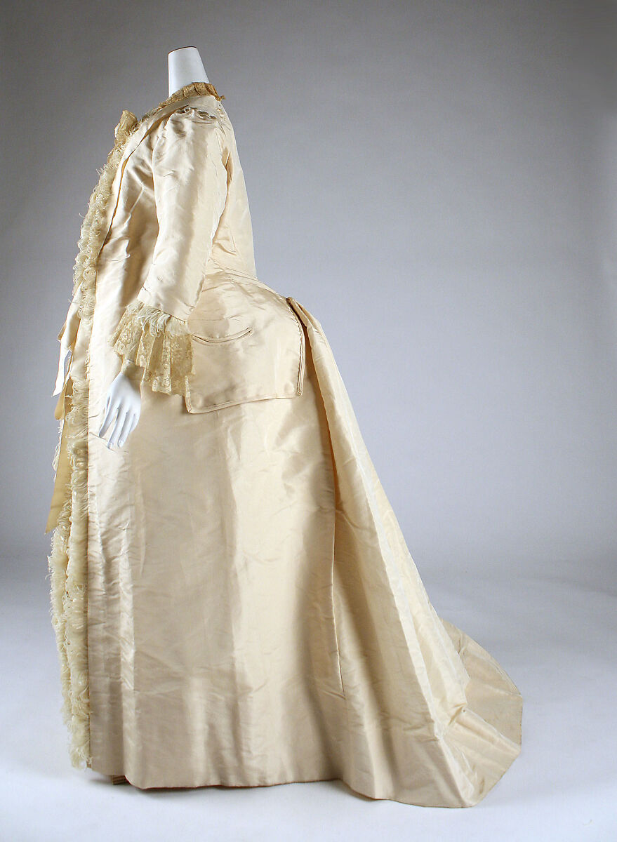 Dress, silk, ostrich feathers, probably American
