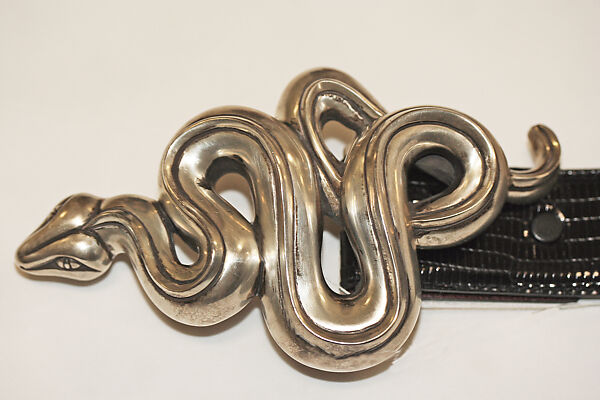 Belt, Barry Kieselstein-Cord (American, born 1948), silver, lizard skin, American