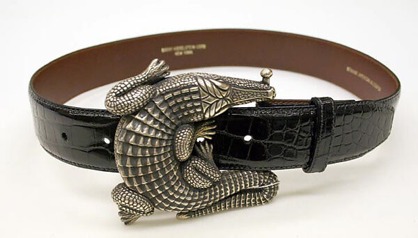 Belt, Barry Kieselstein-Cord (American, born 1948), silver, alligator skin, American 