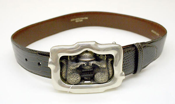 Belt, Barry Kieselstein-Cord (American, born 1948), sterling silver, lizard skin, American 