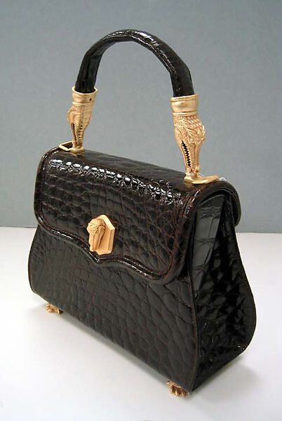 Purse, Barry Kieselstein-Cord (American, born 1948), gold, alligator skin, silk, American