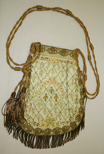 Reticule, silk, metal, French 