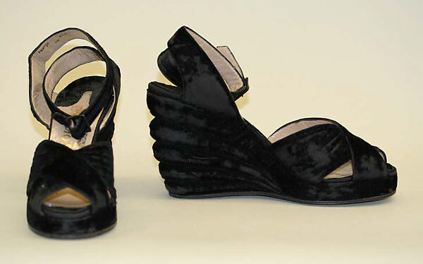 Sandals, Salvatore Ferragamo (Italian, founded 1929), synthetic fiber, Italian 