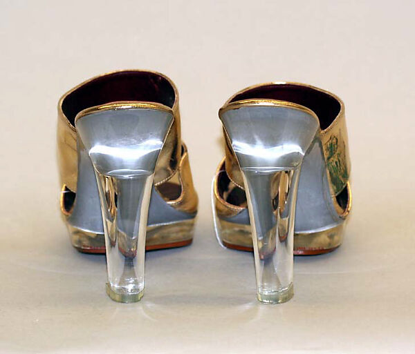 Sandals, El Greco (American), plastic, synthetic fiber, lamé, American