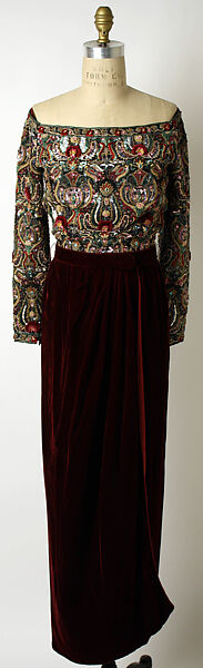Evening dress, Oscar de la Renta, LLC. (American, founded 1965), silk, glass, American 