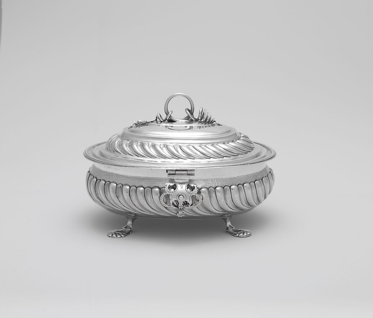 Sugar Box, Probably John Coney (1655/56–1722), Silver, American 