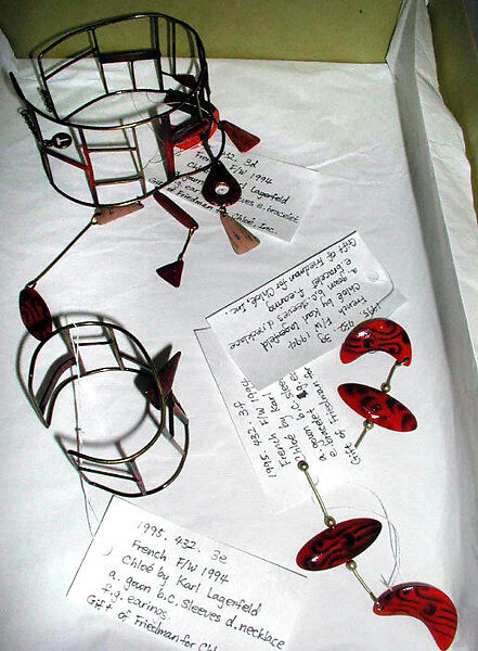 Evening ensemble, Chloé (French, founded 1952), metal, beads, French