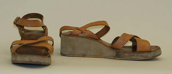 Sandals, leather, cork, American 