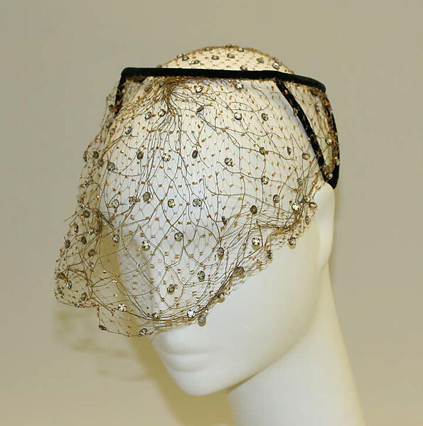 Hat, John-Frederics (American, 1929–1948), rhinestones, American 