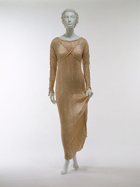 Dress, Fortuny (Italian, founded 1906), silk, glass, Italian 