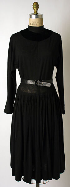 Dress, Valentina  American, wool, silk, leather, American