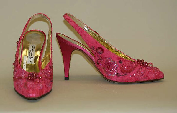 Evening pumps, House of Dior (French, founded 1946), silk, plastic, cotton, French 