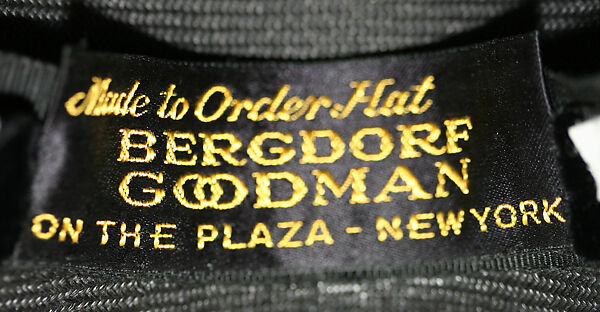 Hat, Bergdorf Goodman (American, founded 1899), straw, American