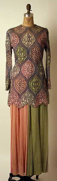 Evening ensemble, James Galanos (American, Philadelphia, Pennsylvania, 1924–2016 West Hollywood, California), silk, Lurex, American 