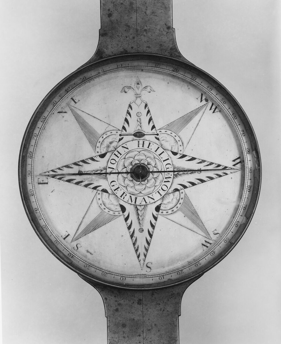 Surveyor's Compass, John Heilig (1765–1841), Brass, poplar, American