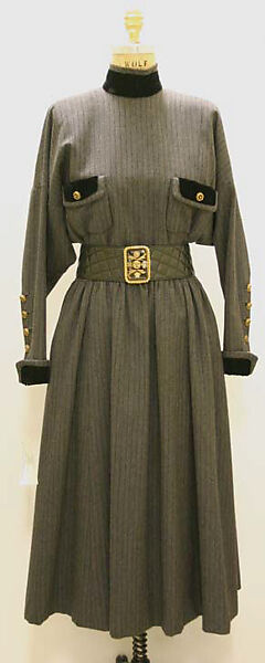 Dress, House of Chanel (French, founded 1910), wool, leather, French 