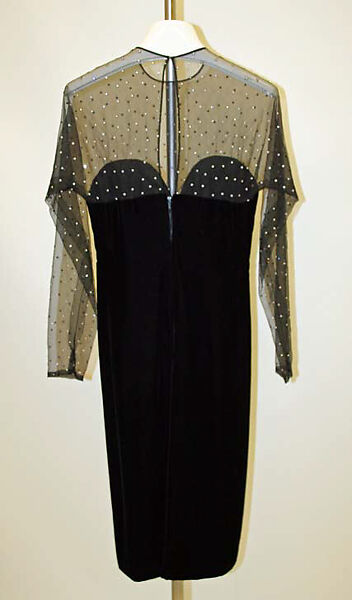 Evening dress, House of Givenchy (French, founded 1952), silk, synthetic fiber, rhinestones, French