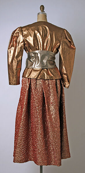 Ensemble, Bill Blass Ltd. (American, founded 1970), leather, synthetic fiber, lamé, American
