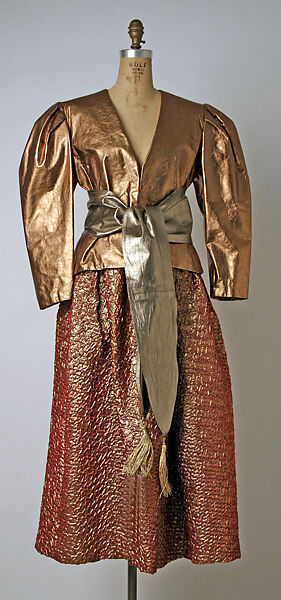 Ensemble, Bill Blass Ltd. (American, founded 1970), leather, synthetic fiber, lamé, American 