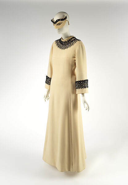 Evening dress, House of Balmain (French, founded 1945), wool, plastic, French