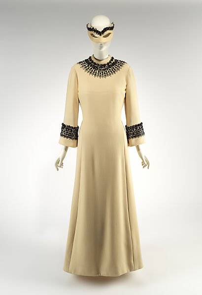 Evening dress, House of Balmain (French, founded 1945), wool, plastic, French 