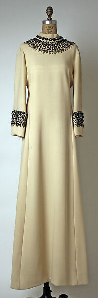 Evening dress, House of Balmain (French, founded 1945), wool, plastic, French