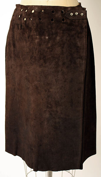 Skirt, Anne Klein (American, Brooklyn, New York 1923–1974 New York), suede, metal, American 