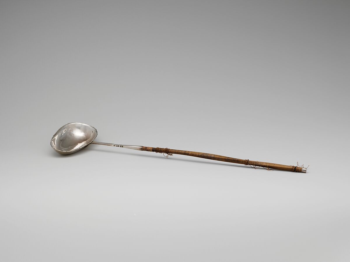 Ladle, Benjamin Halsted (1734–1817), Silver, whalebone(?), thread, American 