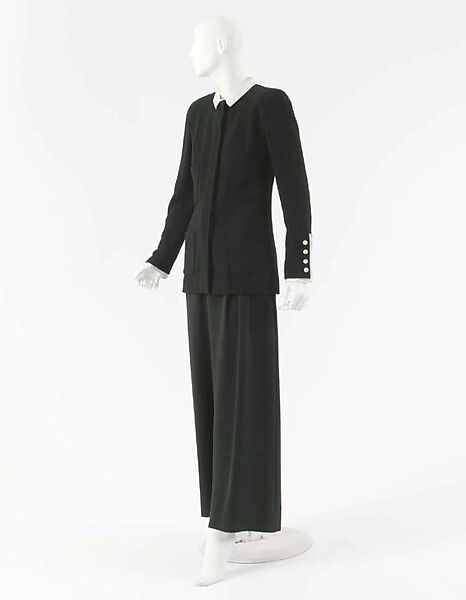Evening suit, House of Chanel (French, founded 1910), (a) wool; (b) silk, French 