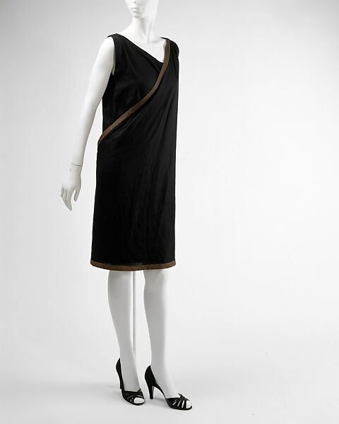 Dress, Gianni Versace  Italian, (a) linen; (b) leather, metal, Italian