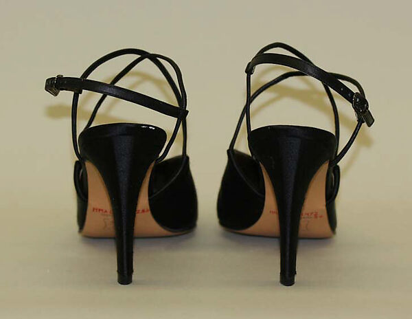 Evening shoes, Yves Saint Laurent (French, founded 1961), satin, leather, French