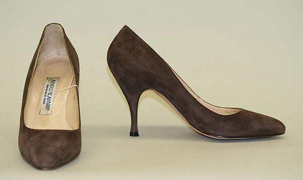 Pumps, Manolo Blahnik (British, born Spain, 1942), suede, leather, British 